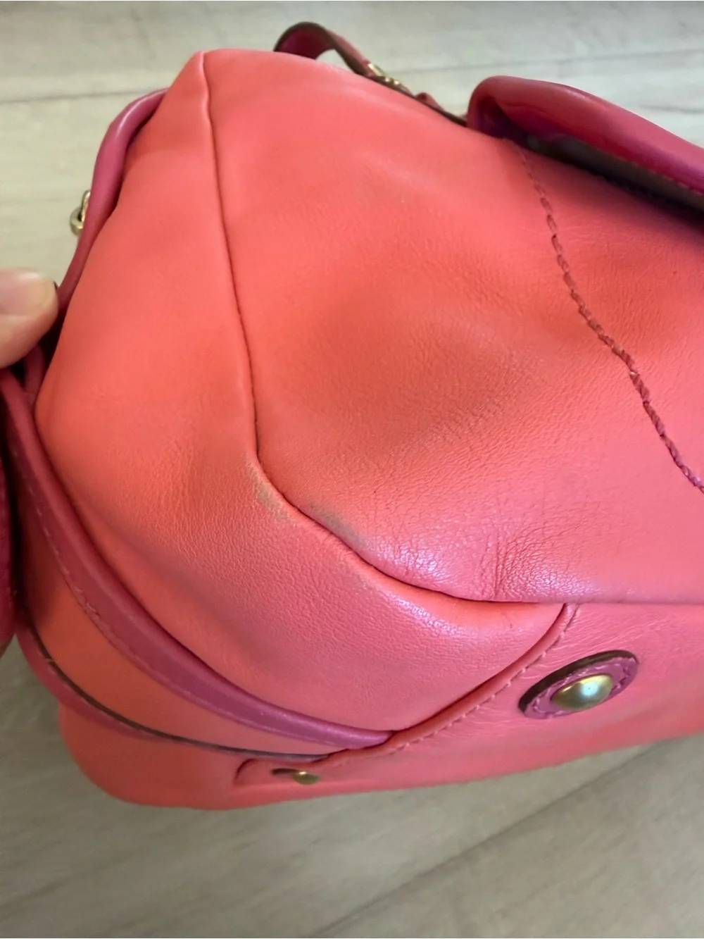 Coach Coral Pink Leather Shoulder Bag